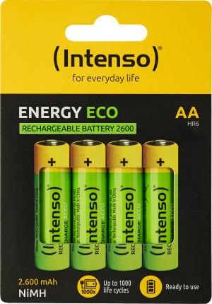 Intenso Akku NiMH, Mignon, AA, HR06, 1,2V/2600mAh Energy Eco, Retail (4-Pack)