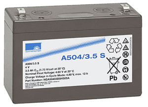 Blei-Akku Sonnenschein Dryfit A504/3.5S, 4,8 mm Faston Anschluss, 4 Volt, 3,5 Ah