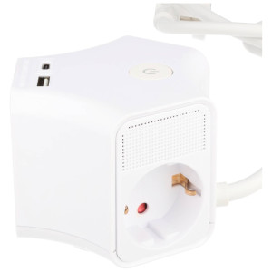 Tischsteckdose 3-fach mit USB-A und USB-C Ladeanschluss, sternförmig, zur Wandmontage geeignet