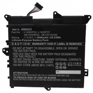 Akku für Lenovo IdeaPad 300S, Flex 3 11, Flex 3 1120, Yoga 300, wie 5B10H09630, 7,4 V, 3950 mAh