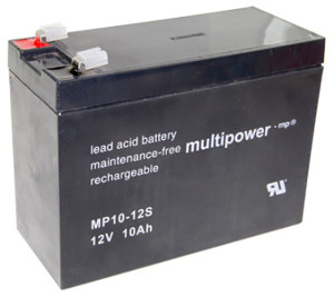 Blei-Akku Multipower MP10-12S, 6,3 mm Faston Anschluss, 12 Volt, 10 Ah