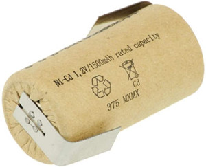 Akku Sub-C mit Lötfahne Z-Form, SC, Ni-Cd, 1.2V, 1500 mAh
