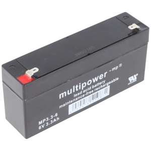 Blei-Akku Multipower MP3.3-6, 4,8 mm Faston Anschluss, 6 Volt, 3,3 Ah
