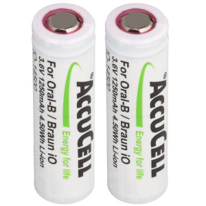 2 Stück 1250mAh Akku komaptibel für Braun IO 6, 7, 8, 9, 10, 3,7 Volt, 48,8x14,1mm