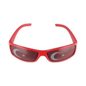 Fanbrille rot im Türkei Fandesign mit Türkei Schriftzug