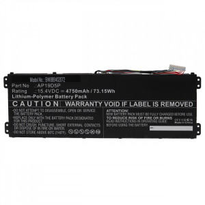 Akku für Acer ConceptD3, ConceptD 3 Ezel, wie AP19D5P, Li-Polymer, 15,4 V, 4750 mAh