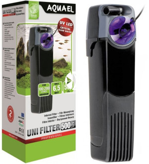 AQUAEL UniFilter 500 UV - Filtr wewnętrzny z gąbką, ceramiką i lampą UV do akwarium