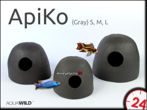 AQUAWILD ApiKo (Gray) L - Ceramiczny kokos dla pielęgniczek i mniejszych pielęgnic