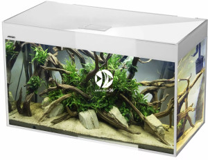 AQUAEL Glossy ST 150 D&N Biały - Zestaw akwariowy z oświetleniem LED