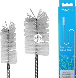 CHIHIROS Pipes Brush 155cm - Solidna szczoteczka do rurek i węży akwariowych, 2w1, długość 155cm