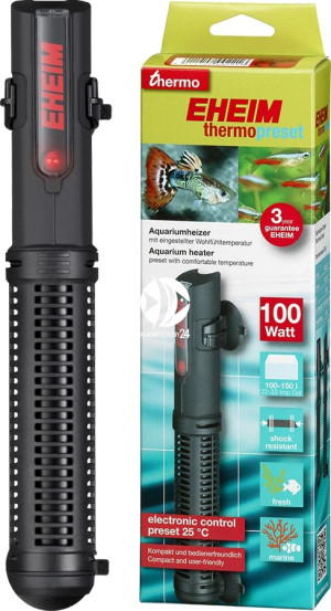 EHEIM ThermoPreset 100 - Grzałka do akwarium o stałej temperaturze 25°C.