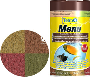 TETRA Menu 100ml - Zestaw 4 pokarmów w płatkach dla ryb akwariowych w puszce.
