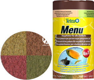 TETRA Menu 250ml - Zestaw 4 pokarmów w płatkach dla ryb akwariowych w puszce.