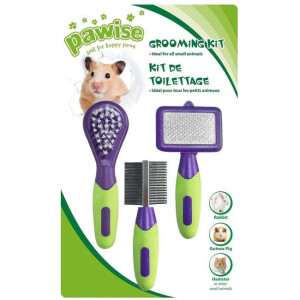 Kit de toilettage brosse carte et peigne petits animaux par pawise