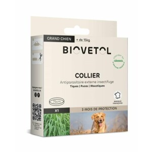 Collier insectifuge grand chien + 15 kg biovetol