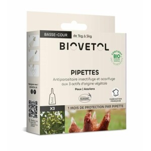 Pipettes bio basse-cour animaux à plumes x 3 de biovetol