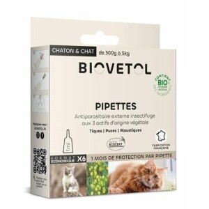 Pipettes insectifuges bio chat chaton par 6 de biovétol