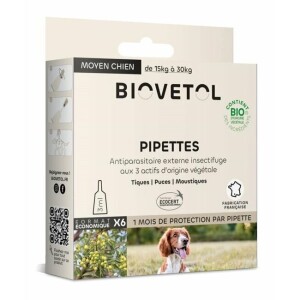 Pipettes insectifuges bio moyen chien par 6 de biovétol