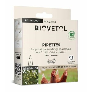 Pipettes bio basse-cour animaux à plumes x 6 de biovetol