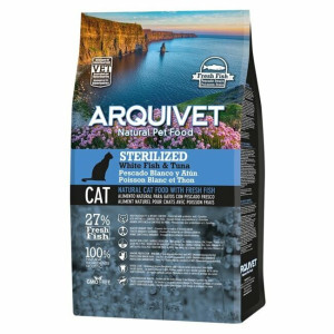 Croquettes chat stérilisés poisson blanc et thon 1.5 kg arquivet