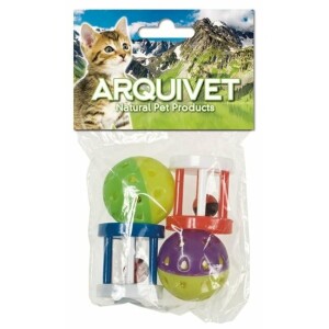 Balles et cylindres avec grelot lot de 4 par arquivet