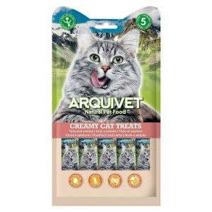 Snacks naturels crémeux pour chat thon saumon 5 x 14 g arquivet