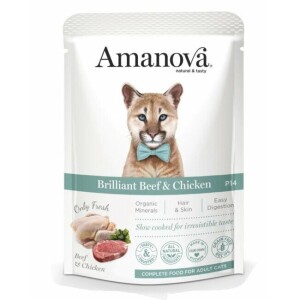 Pâtée naturelle pour chat sans céréales boeuf poulet 12 x 85 g amanova