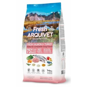 Croquettes chien semi-humide fresh saumon et dinde frais 10 kg arquivet