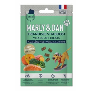 Friandises chiens vitaboost légumes saumon mini sachet 20 g marly et dan