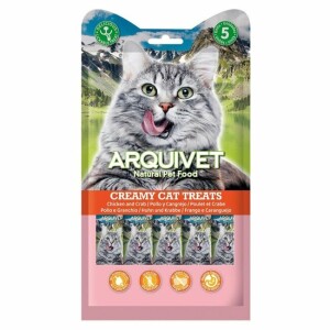 Snacks naturels crémeux pour chat poulet crabe 5 x 14 g arquivet