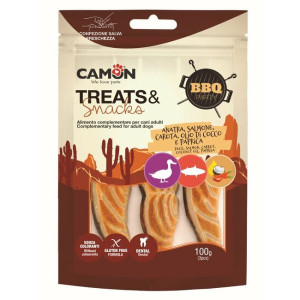 Dental snack canard et saumon grillés pour chien 100 g camon