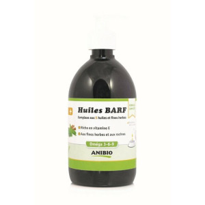 Huile barf complexe 5 huiles et fines herbes pour chien 500 ml - anibio