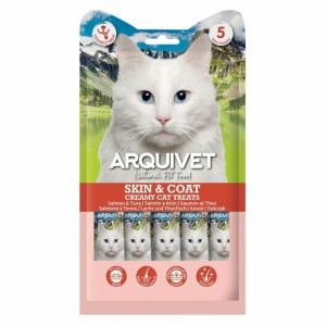 Snacks naturels crémeux chat peau et pelage saumon thon 5 x 14 g arquivet
