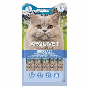 Snacks naturels crémeux chat boule de poils thon poulet 5 x 14 g arquivet