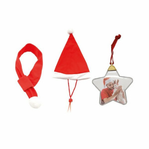 Set 3 pièces de noël bonnet echarpe porte-photo de croci