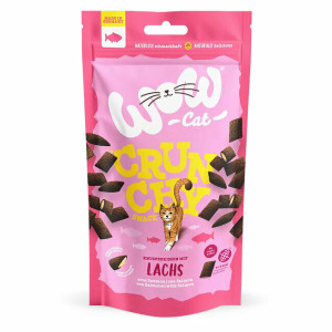 Friandises croustillantes chat crunchy avec saumon 60 g wow