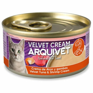 Velouté crémeux thon crevettes pour chat velvet cream 6 x 80 g arquivet