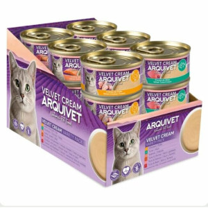 Pack varié velouté crémeux pour chat 24 x 80 g velvet cream arquivet