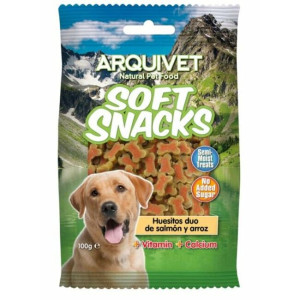 Friandises semi-humides saumon riz forme os 100 g arquivet
