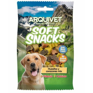 Friandises semi-humides saveurs variées forme os et coeur 100 g arquivet