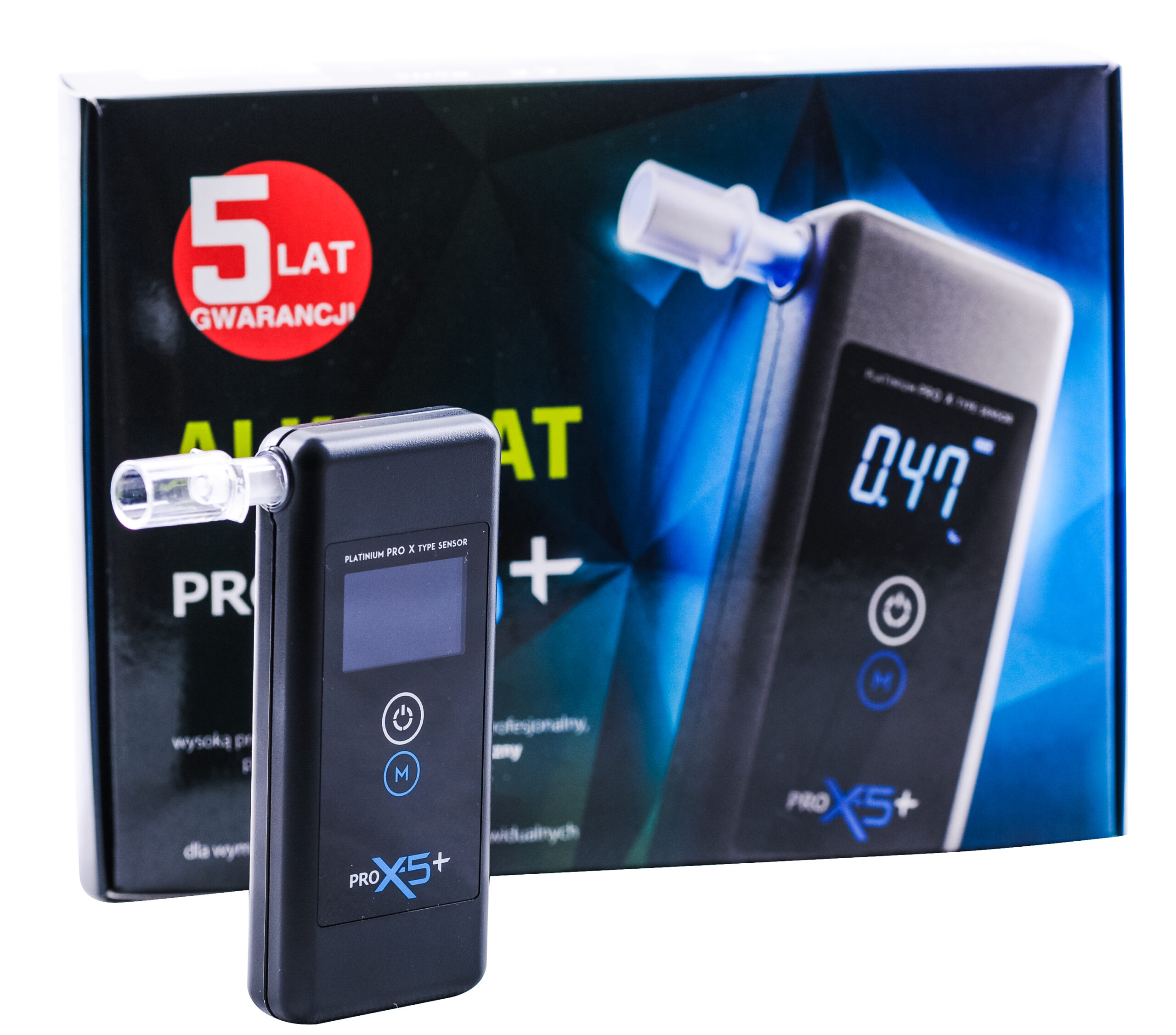 Alkomat PRO x-5+ z platynowym sensorem marki AlcoFind + kalibracje