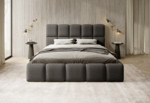 Łóżko dwuosobowe 200x200 Sevilla białe boucle plusz