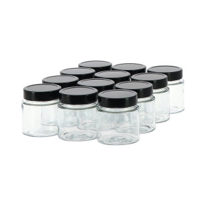 Apiculture.net - Matériel apicole français 12 pots verre 400g Modernes avec couvercles TO 70 Deep - Noir
