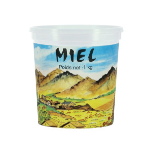 Apiculture.net - Matériel apicole français 240 pots traditionnels décor Montagne 1kg