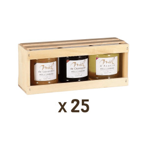Apiculture.net - Matériel apicole français 25 coffrets bois pour 3 pots de 250g