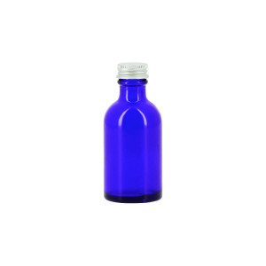 Apiculture.net - Matériel apicole français 28 flacons verre bleu 50ml avec bouchons alu