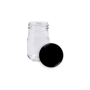 Apiculture.net - Matériel apicole français 35 pots verre Atlas 125g (106ml) avec couvercles TO48 - Noir