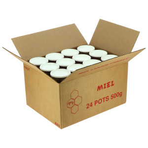 Apiculture.net - Matériel apicole français 25 cartons pour 24 pots de 500g en plastique