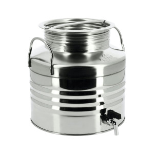 Apiculture.net - Matériel apicole français Fût inox 15L avec robinet pour huile d'olive