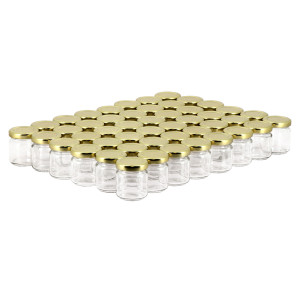 Apiculture.net - Matériel apicole français 48 pots verre 50ml avec couvercles TO43 - Or